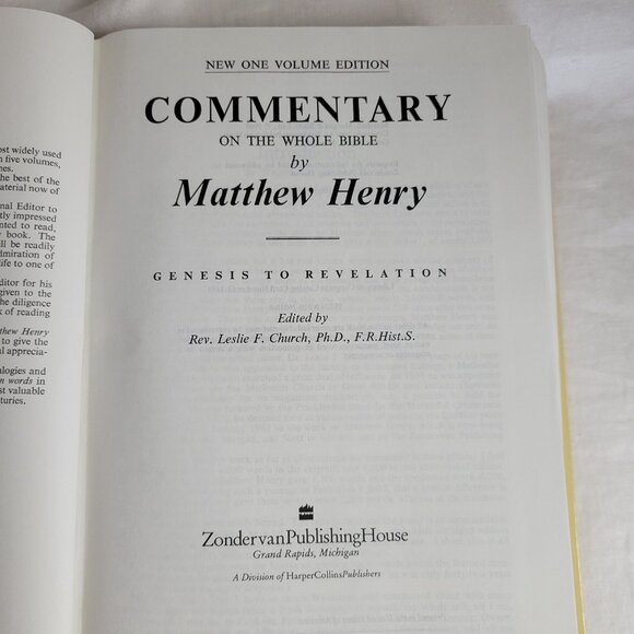 Matthew Henry's Commentary On The Whole Bible In One Volume 1961 HC book EUC - Picture 4 of 9